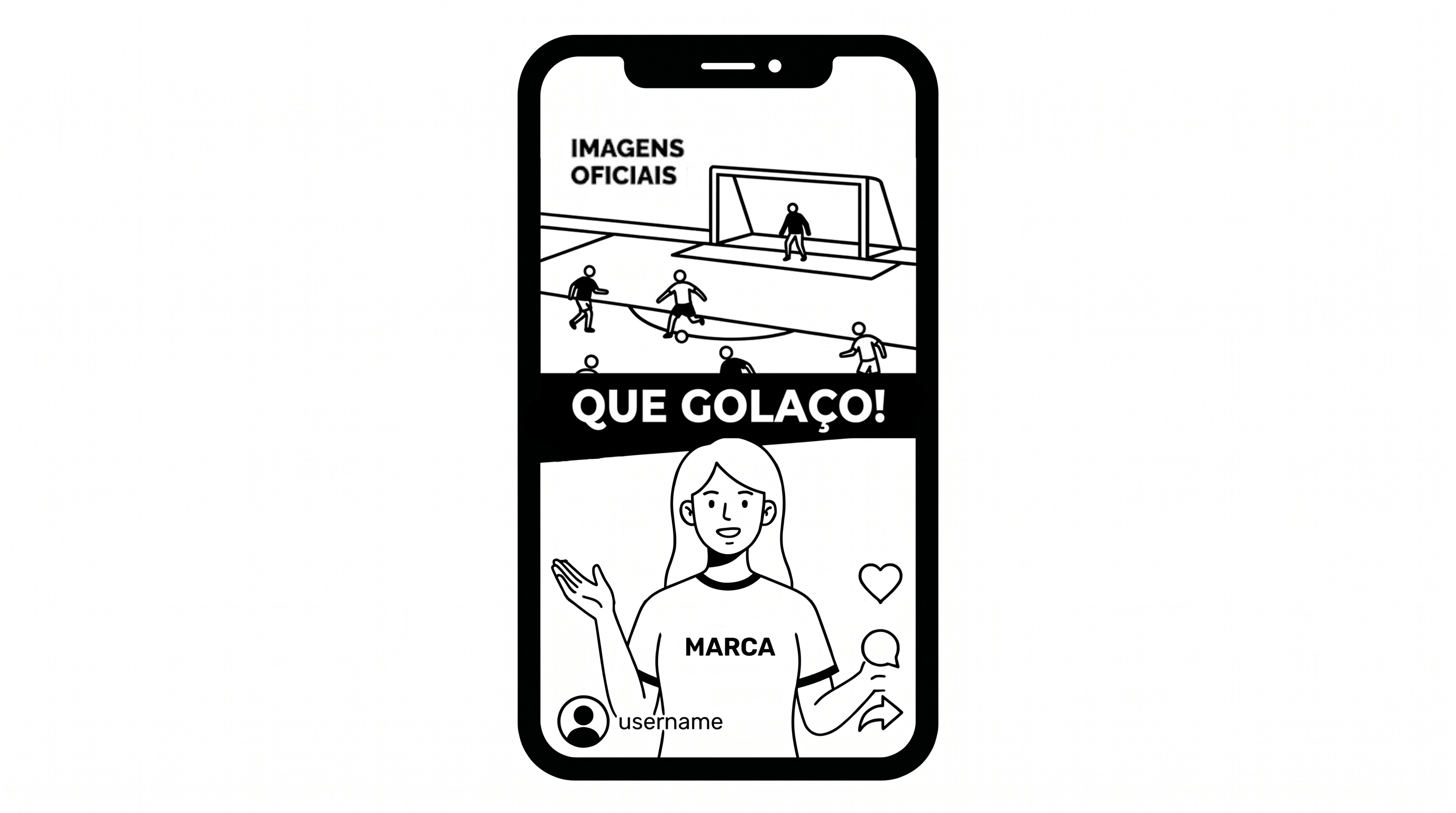 Mockup: react de jogo vestindo camiseta de Marca